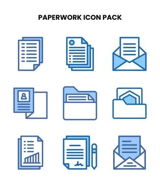 Paperwork Two Colour Graphics Icons Pack Stock Illustration