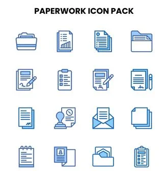 Paperwork Two Colour Scalable Icons Pack Stock Illustration