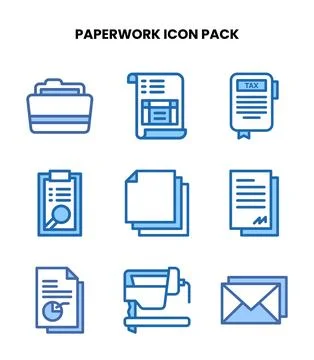Paperwork Two Colour Vector Icons Pack イラスト素材