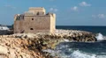 Paphos Castle on Mediterranean seashore in Cyprus HD Footage