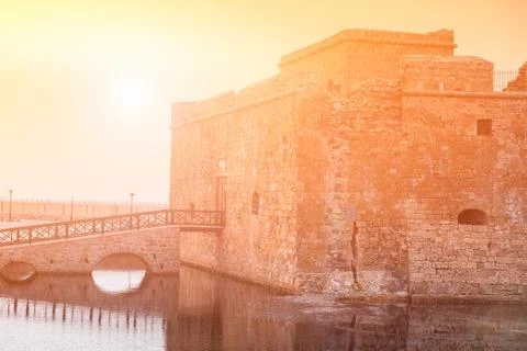 Paphos Castle. Sunset Stock Photos