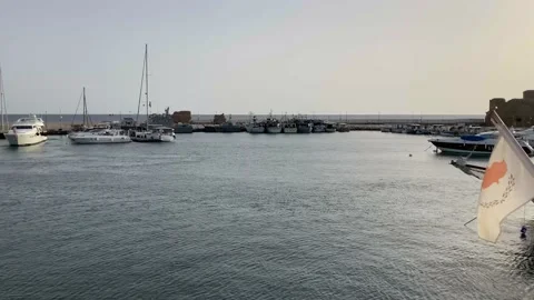 Paphos Cyprus harbour sunset view from boat Stock Footage 217441776