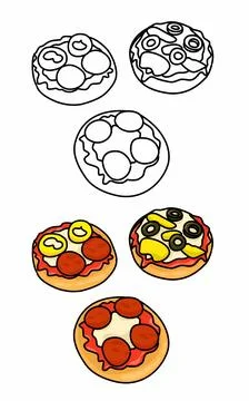 Papperone Mini pizza coloring pages for kids Stock Illustration