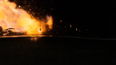Paprika and flames in slow motion on black background Stock Footage 88809095