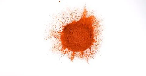 Paprika, capsicum annuum, Powder Exploding against White Background 写真素材