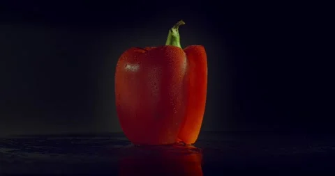 Paprika. Cut red pepper with inside view. Roundshot circa 360 degrees. Video stock 221184308