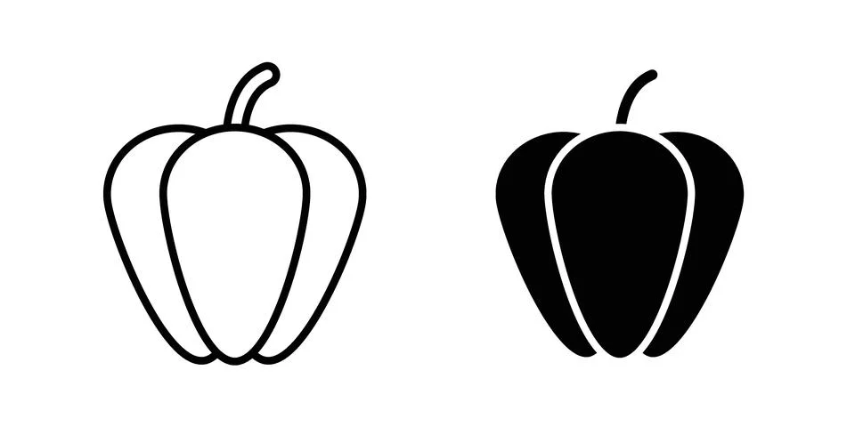 Paprika icon vector concepts, line and silhouette style Stock Illustration