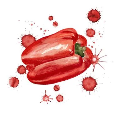 Paprika with paint blots Stock Illustration