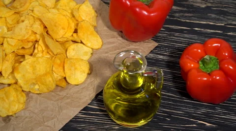 Paprika potato chips dolly Stock Footage 69028386