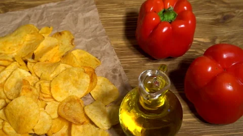 Paprika potato chips dolly Stock Footage 69028962