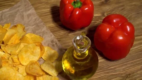 Paprika potato chips dolly Stock-Footage 69146491