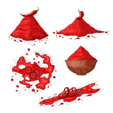 Paprika red set cartoon vector illustration Stock Illustration