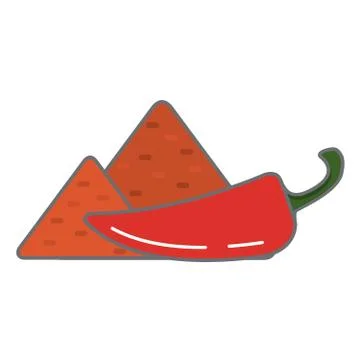 Paprika spice in flat style a vector a design element.Red sweet and hot peppe Stock Illustration
