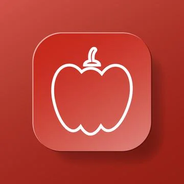 Paprika vegetable square button, white outline icon on the red color plate Illustrazione stock