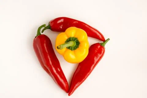 Paprika on a white background in different versions. Foto stock