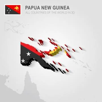 Papua drawn on gray map. Stock Illustration