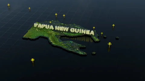 Papua New Guinea 3D Map With Animation Stock Footage 309406752