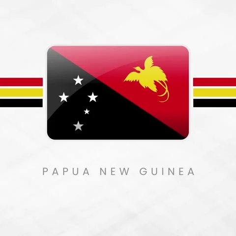 Papua New Guinea Flag Button 3D Icon Bird of Paradise and Southern Cross Symb Видео 332062813