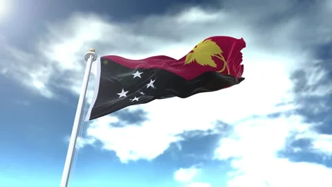 Papua New Guinea Flag Loop 4K Stock Footage 343598081