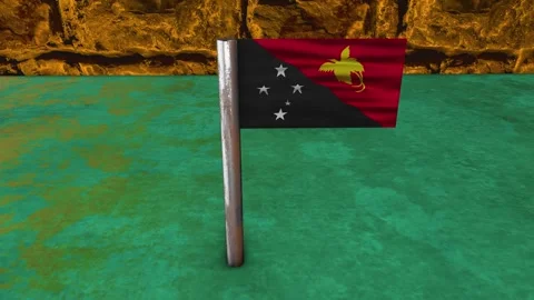 Papua New Guinea Flag Post - Upwards Shot Stock Footage 271041705