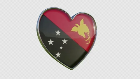 Papua New Guinea Flag in the Shape of 3D Heart. Stock Footage 139745020