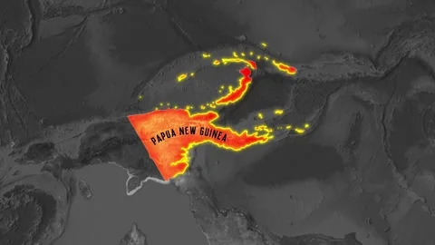 Papua new guinea highlighted on map with animated flag waving video footage Stock Footage 345811383