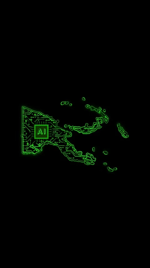 Papua New Guinea Map AI Chipset Technology Opener 스톡 동영상 337172408