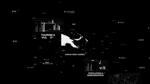 Papua New Guinea MAP Animation country's 10 important factors Stock Footage 341677219