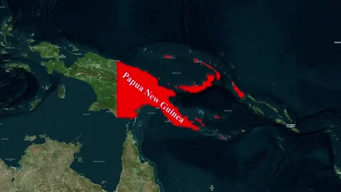 Papua New Guinea Map Animation with Location Highlight Stock Footage 343833268