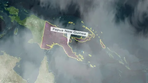 Papua New Guinea Map - Clouds Effect Stock-Footage 267740683