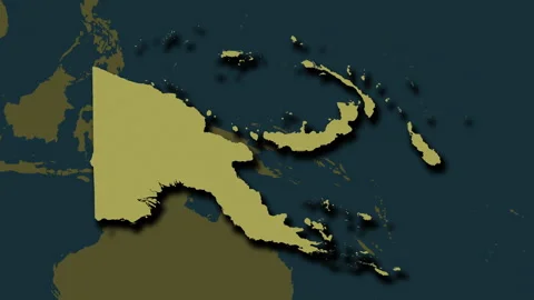 Papua New Guinea map - extract. Shadow. Pattern. Labels Stock Footage 322787439