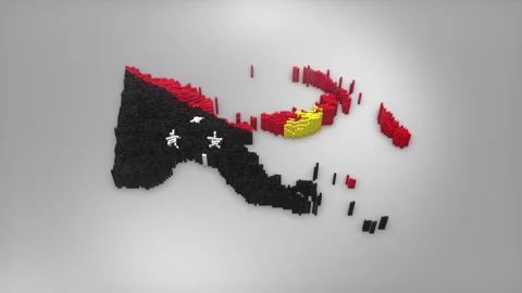 Papua New Guinea Map with Flag Intro Background Stock Footage 315165053