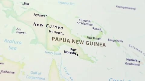Papua New Guinea on a Map Stock Footage