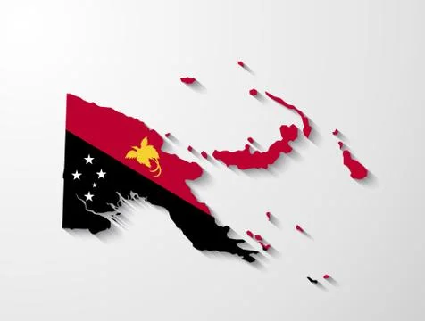Papua new guinea map with shadow effect presentation Stock Illustration