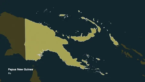 Papua New Guinea map - solid. Border. Pattern. Labels Stock Footage 177939096