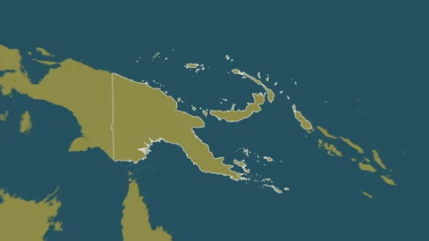Papua New Guinea map - solid. Regions. Pattern. Labels Stock Footage 177939295