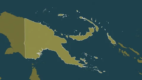 Papua New Guinea map - solid. Regions. Pattern. Labels Stock Footage 221552292