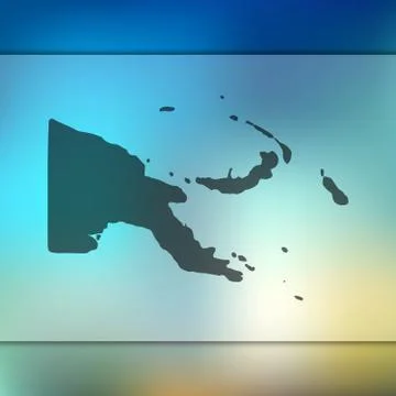 Papua New Guinea map. Vector silhouette of Papua New Guinea. Blurred background Stock Illustration