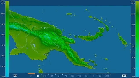 Papua New Guinea - minimum temperature, raw data Stock Footage 92171993
