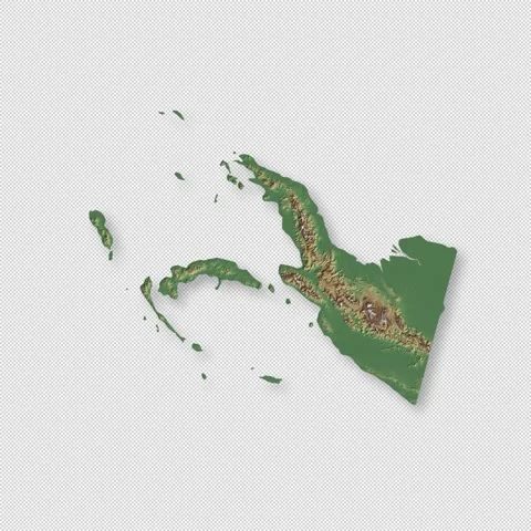 Papua New Guinea Rotating 3D Relief Map Seamless Loop, Alpha Channel 4K Stock Footage 340704444