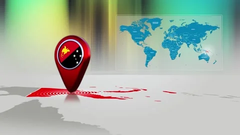 Papua New Guinea World Map Pin Location Background Loop 4k Stock Footage 341815735