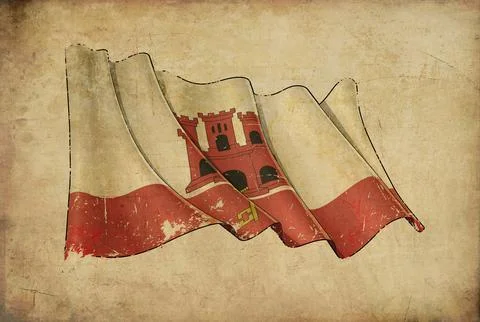 Papyrus Background  Flag of  Gibraltar Stock Illustration