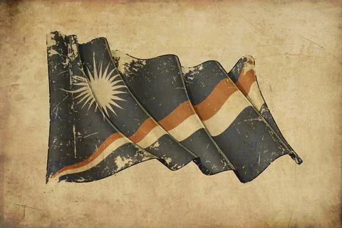 Papyrus Background  Flag of  Marshall Islands Stock Illustration