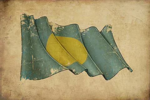 Papyrus Background  Flag of  Palau Stock Illustration