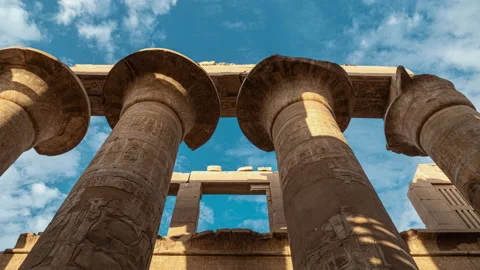 Papyrus columns of Great Hypostyle Hall in Karnak. Timelapse Video stock 172083473