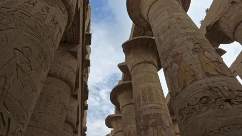 Papyrus columns of Great Hypostyle Hall in Karnak Video stock 181985980