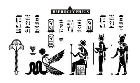 Papyrus with elements of ancient Egyptian history Stock Illustration