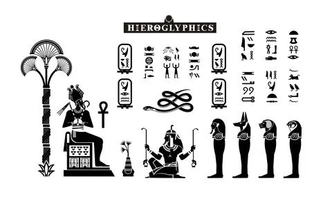 Papyrus with elements of ancient Egyptian history Stock Illustration