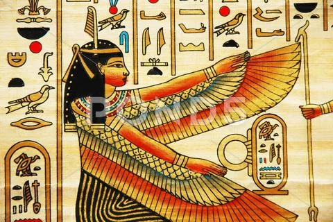 Papyrus with elements of egyptian ancient history Stock Photos
