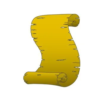 Papyrus parchment scroll. Acient paper parchment isolated in white background Illustrazione stock